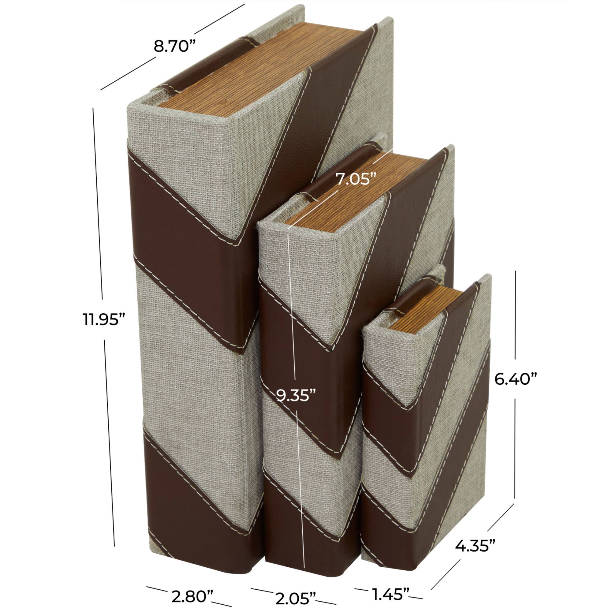 Brown Chevron Faux Leather Faux Book Box Set